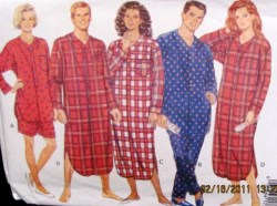 3034 SO EZ UNISEX PAJAMA TOP,BOTTOMS,NITESHIRT PATTERN XS-M,L-XL